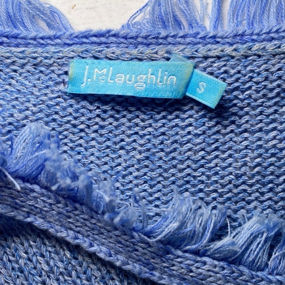 J. McGlaughlin Blue Loose Knit Long Sleeve Top with Tassels - Picture 8 of 12
